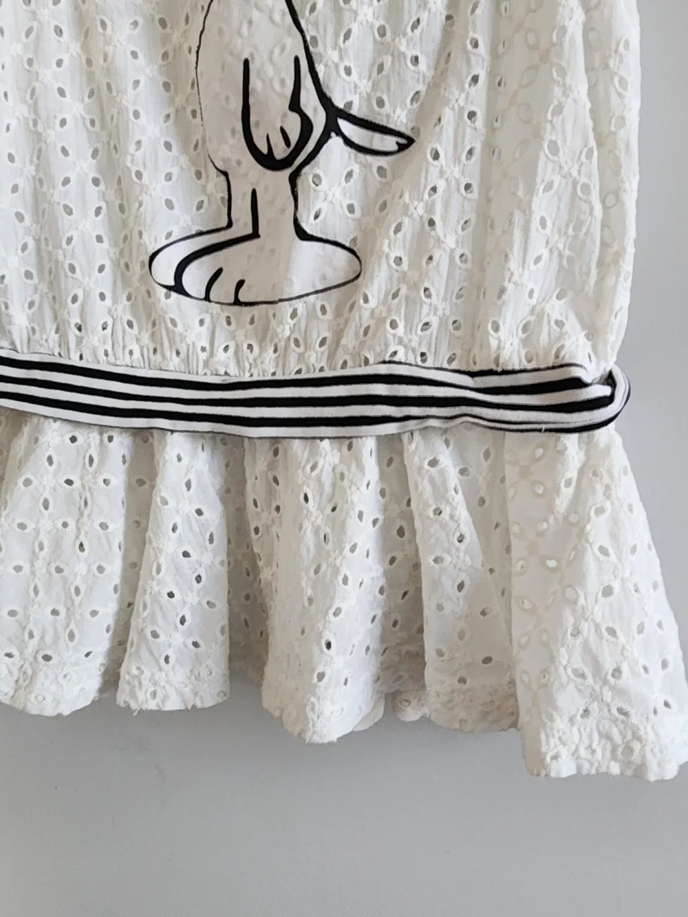Children Trends2DAY Girl's Tank Dress Size 6 White Snoopy Eyelet Cotton Preppy